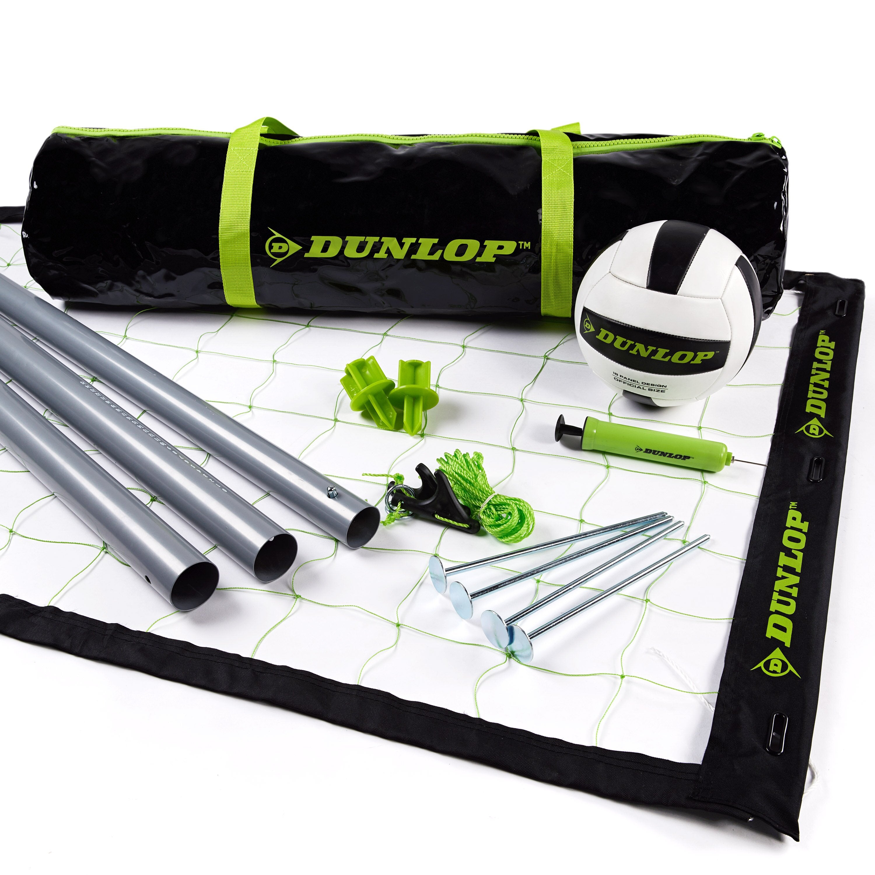 Dunlop + Regulation Outdoor Volleyball Set with Steel Poles