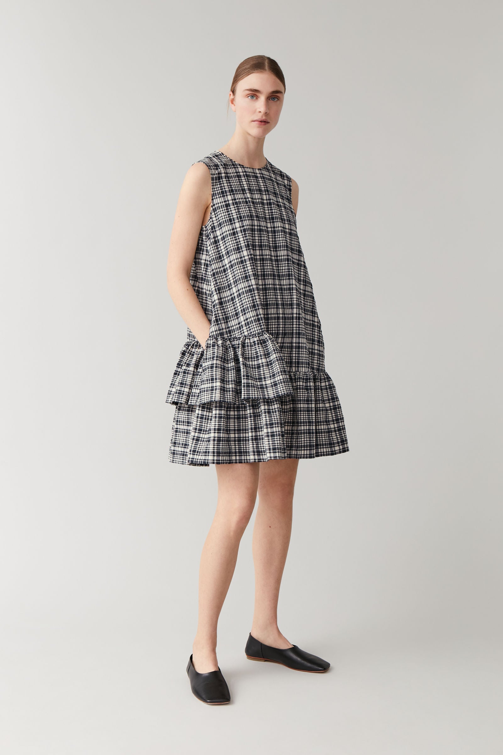 COS + Checked Cotton Seersucker Dress