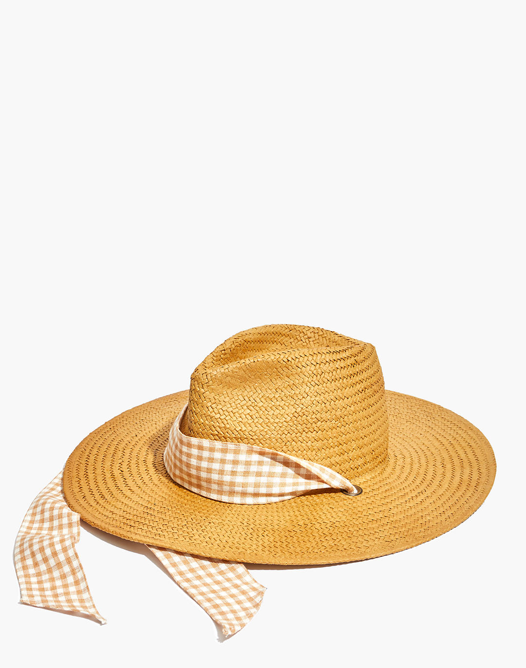 Madewell + Gingham Tie Straw Hat