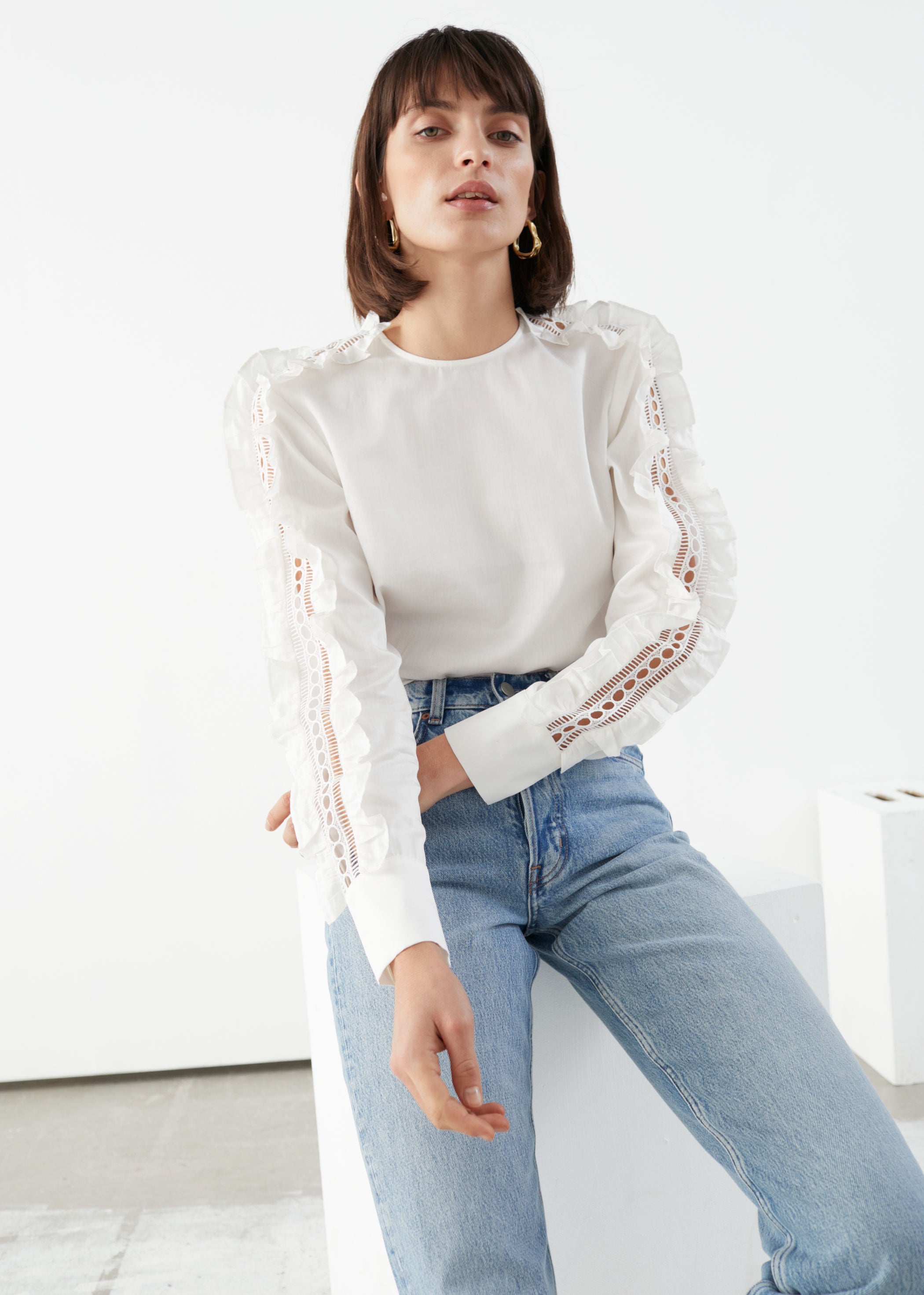 & Other Stories Embroidery Top Mode Tops Longtops 