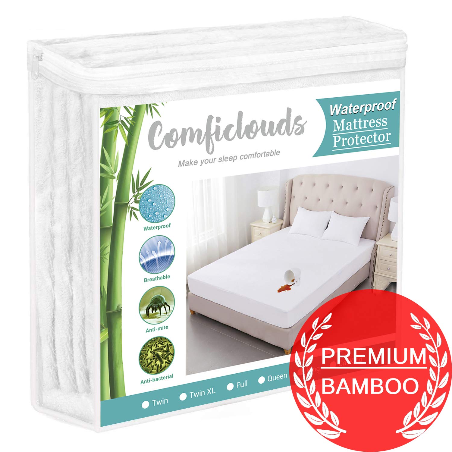 Bamboo Waterproof Mattress Protector Soft Queen Size Cover Comfortable Bed Pad 