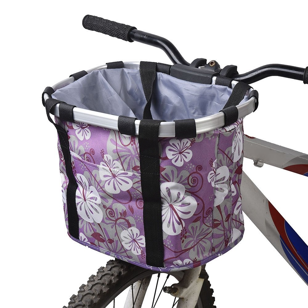 Lixada Bicycle Front Basket Folding Removable Bike Handlebar Basket Pet Cat Dog Carrier Frame Bag Optional 