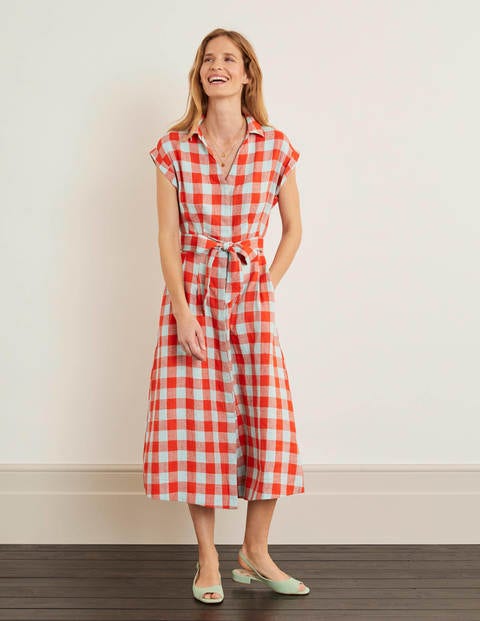 boden freya linen shirt dress