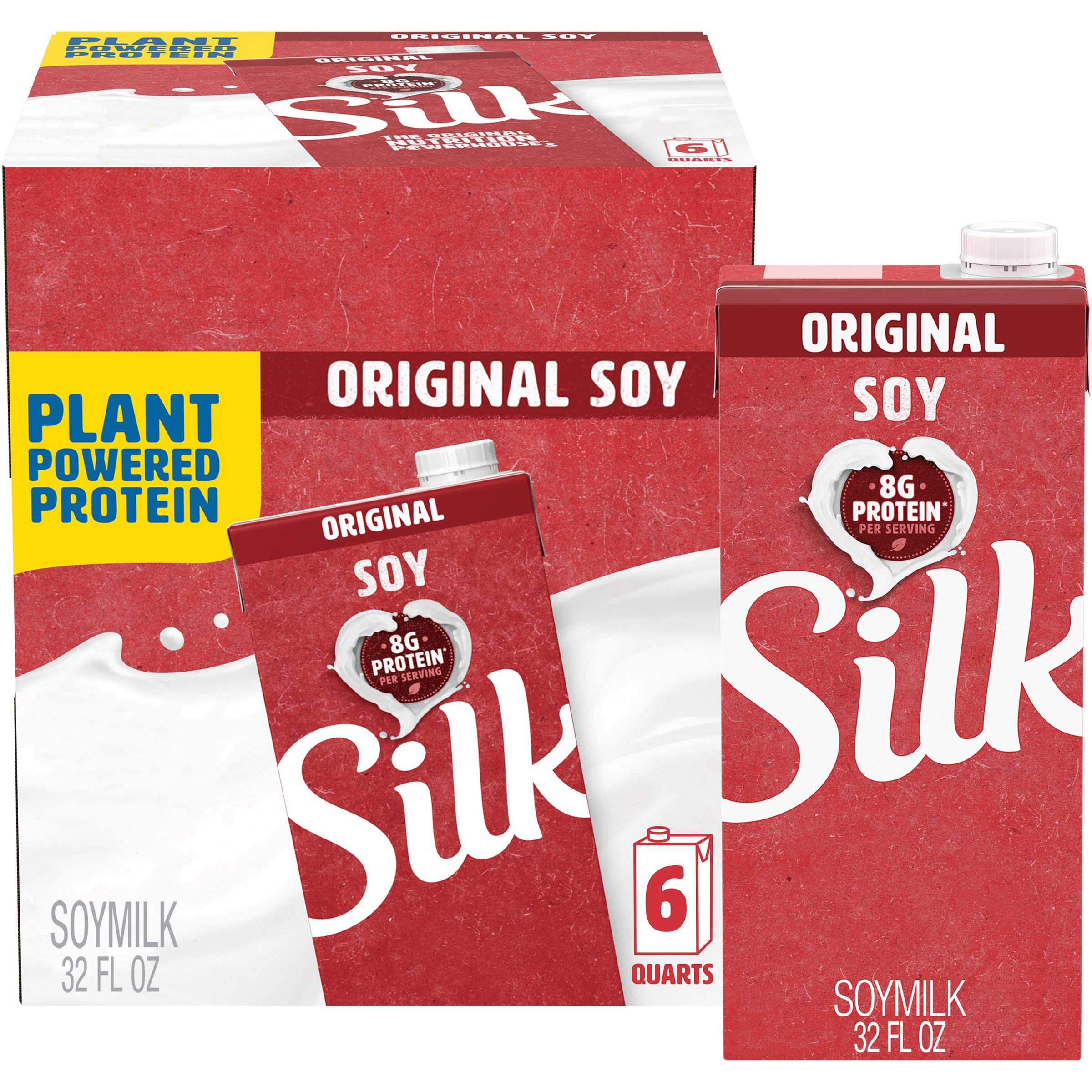 Silk + Soymilk, Original, 1 Quart (Pack of 6)