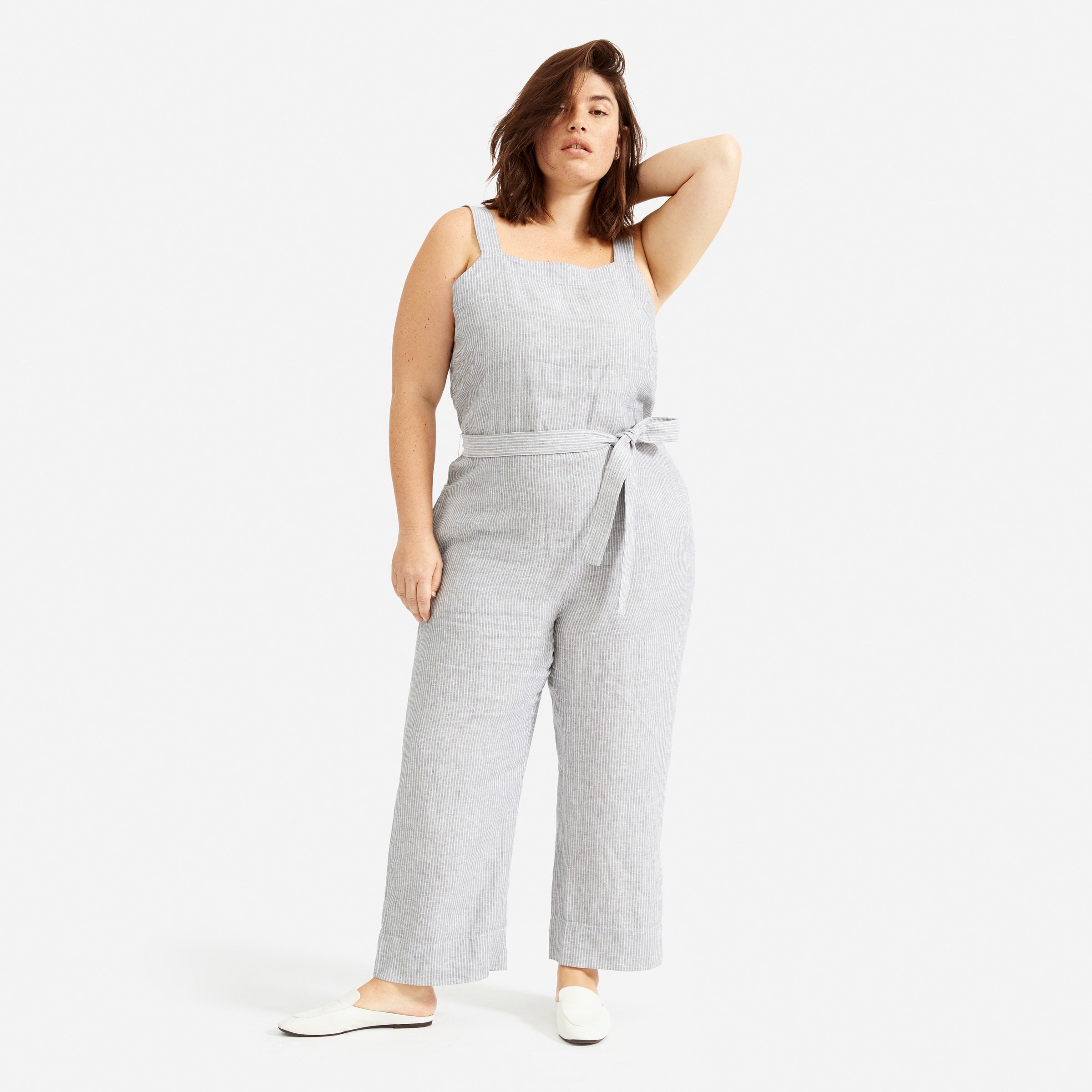 Everlane + The Linen Square-Neck Jumpsuit