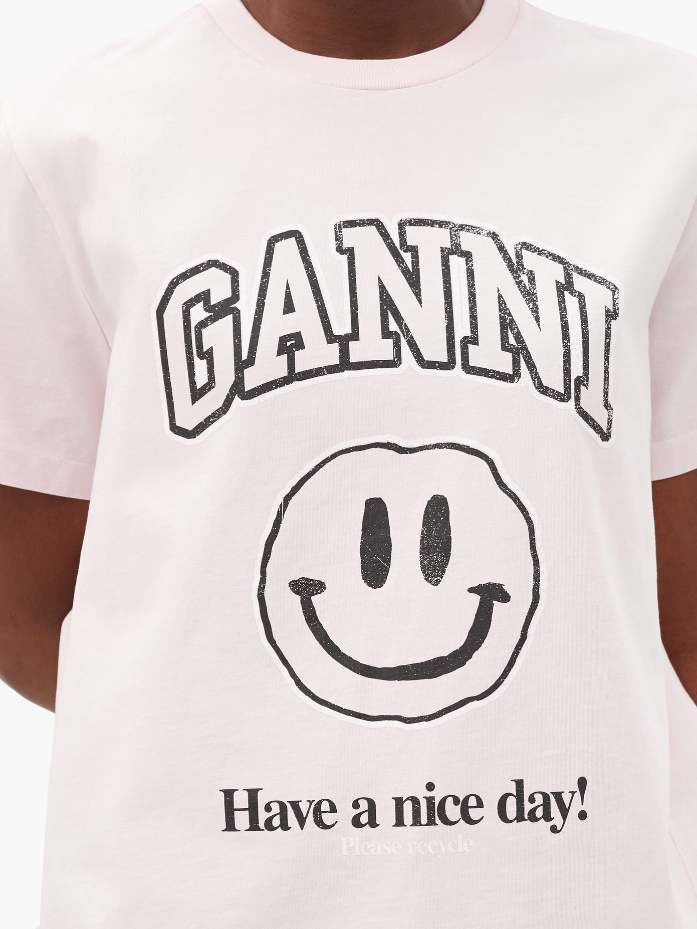 Ganni + Smiley Face-Print Jersey T-Shirt