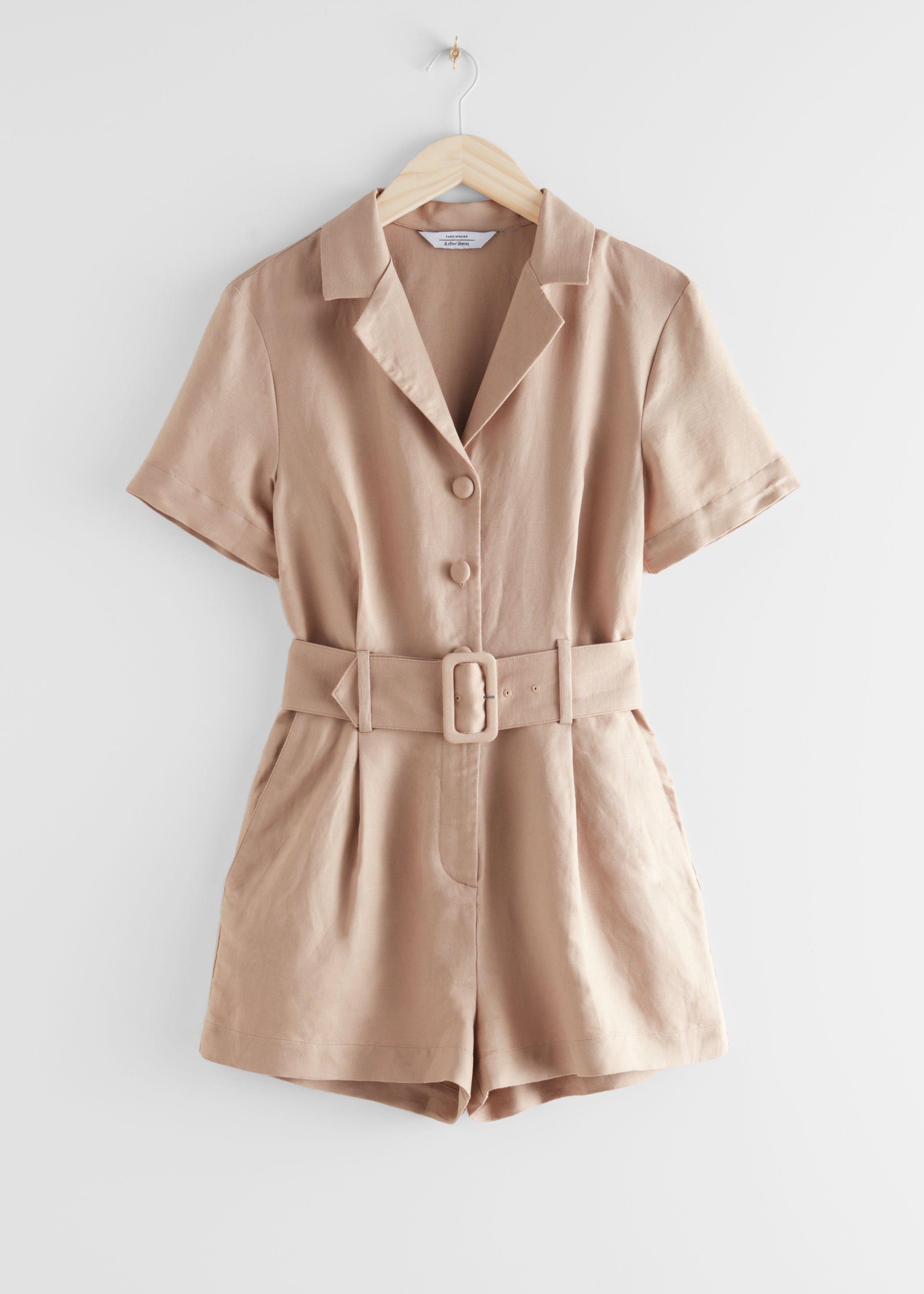 & Other Stories + Belted Linen-Blend Romper