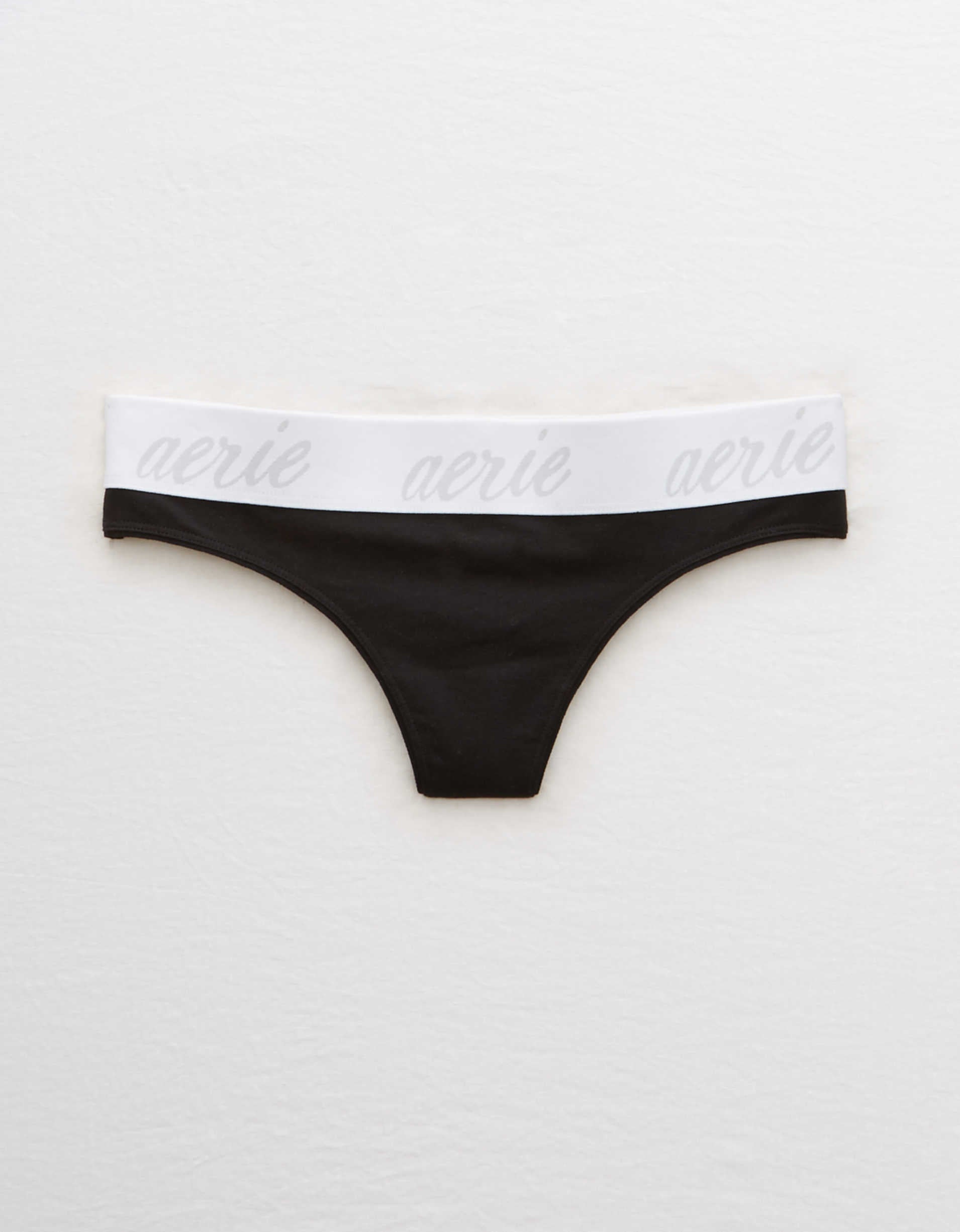 Aerie + Cotton Logo Thong Underwear