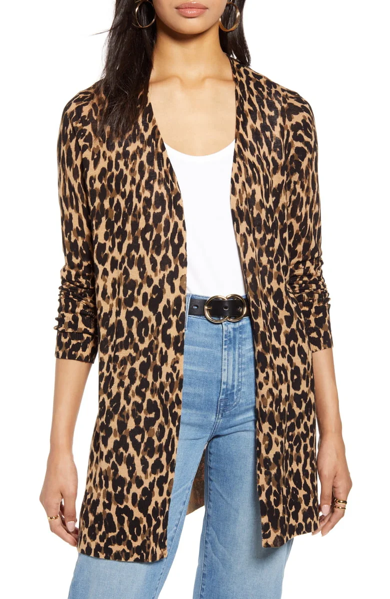 Halogen 2025 leopard cardigan