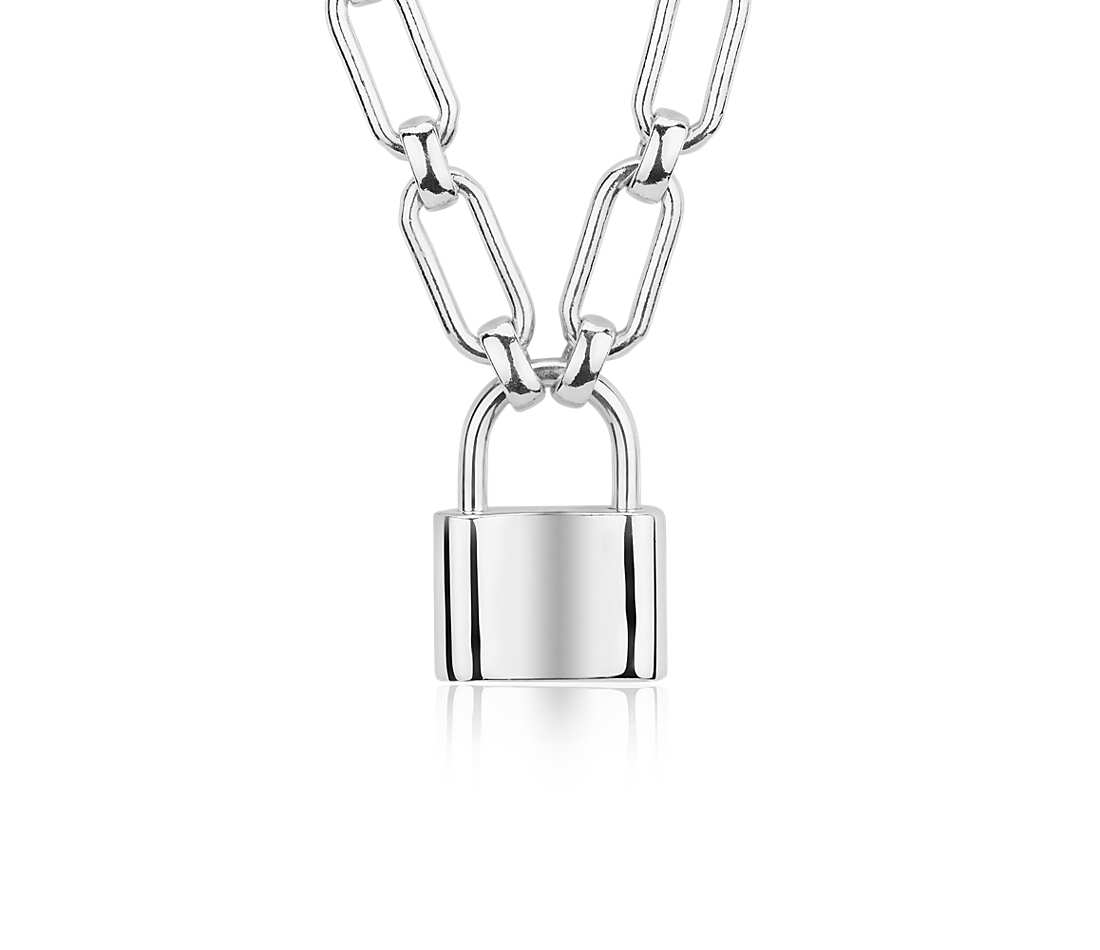 Padlock sterling shop silver necklace