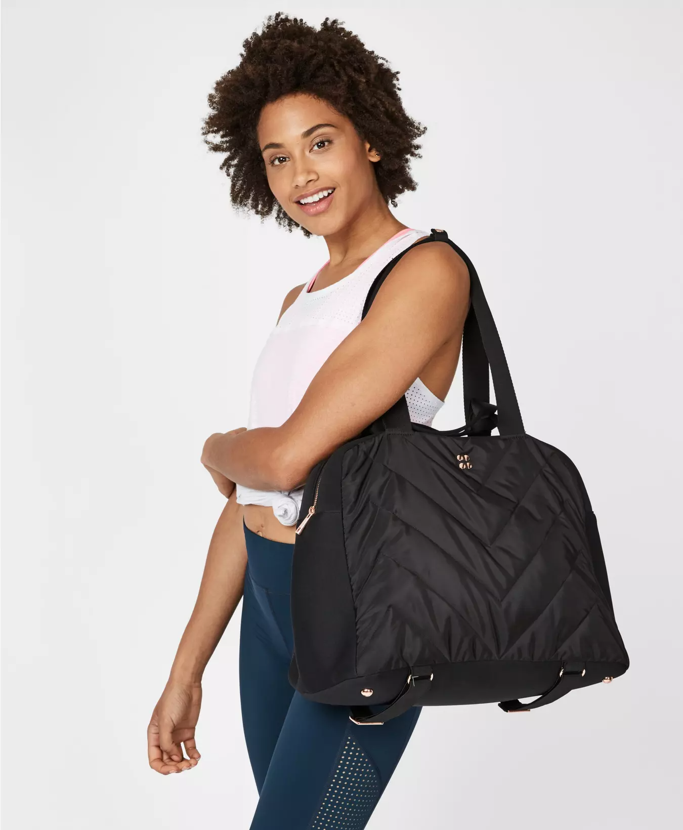 SWEATY BETTY - Icon logo-print woven gym bag