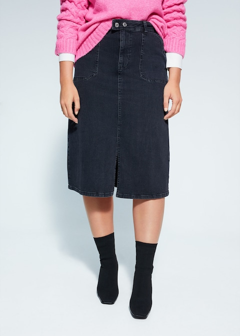 mango denim midi skirt