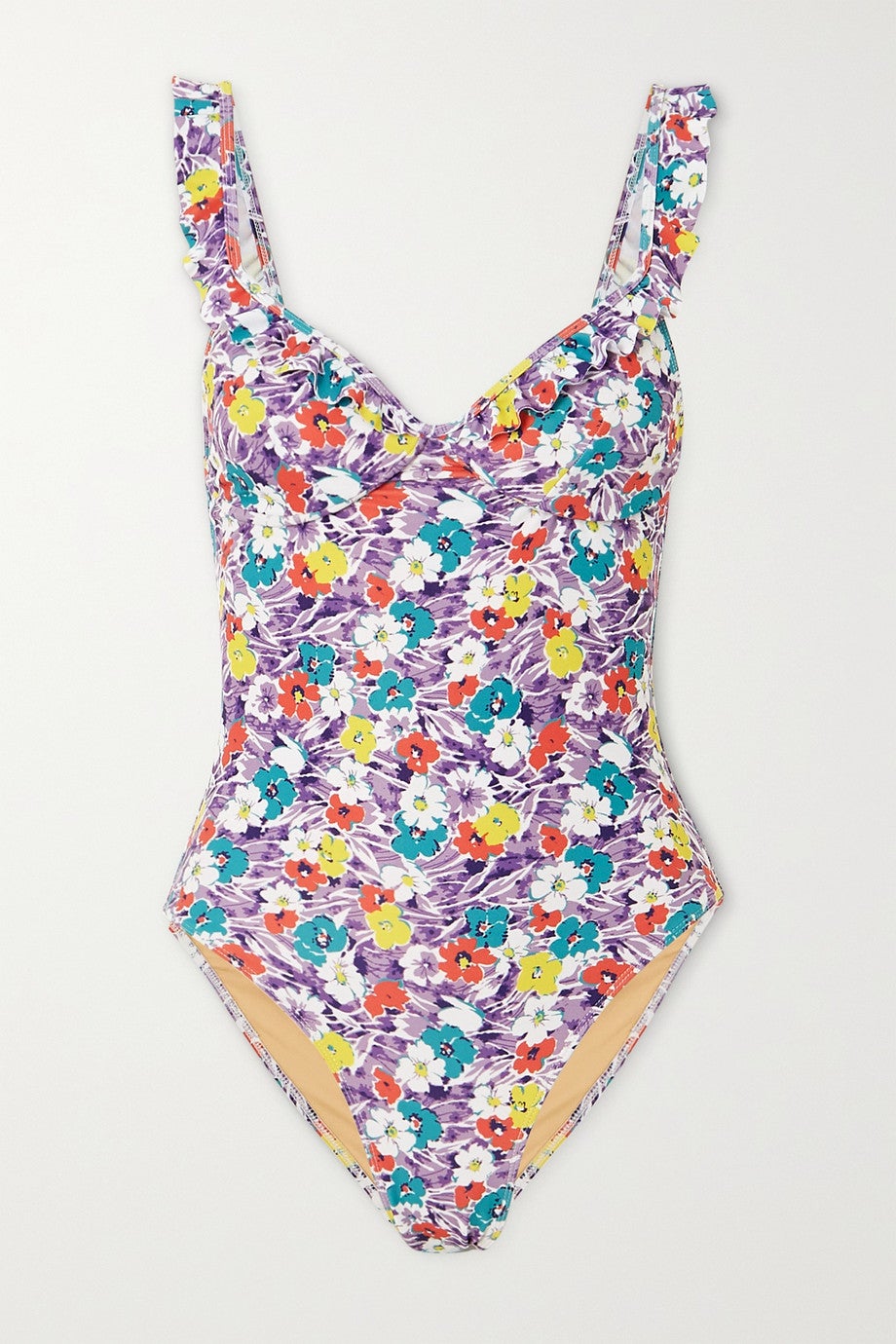 Faithfull the Brand + Hanna Ruffled Floral-Print Underwired Swimsuit