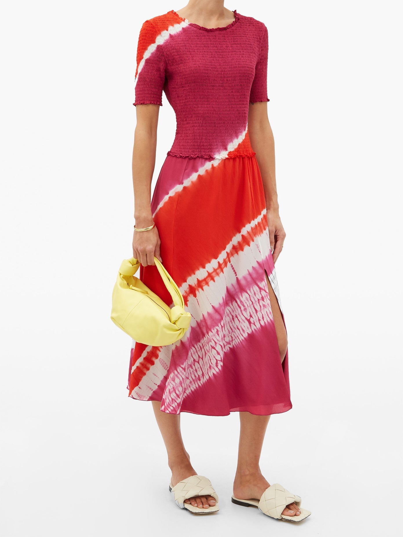 Altuzarra + Ayumi Shirred ShiboriDyed Silk Midi Dress