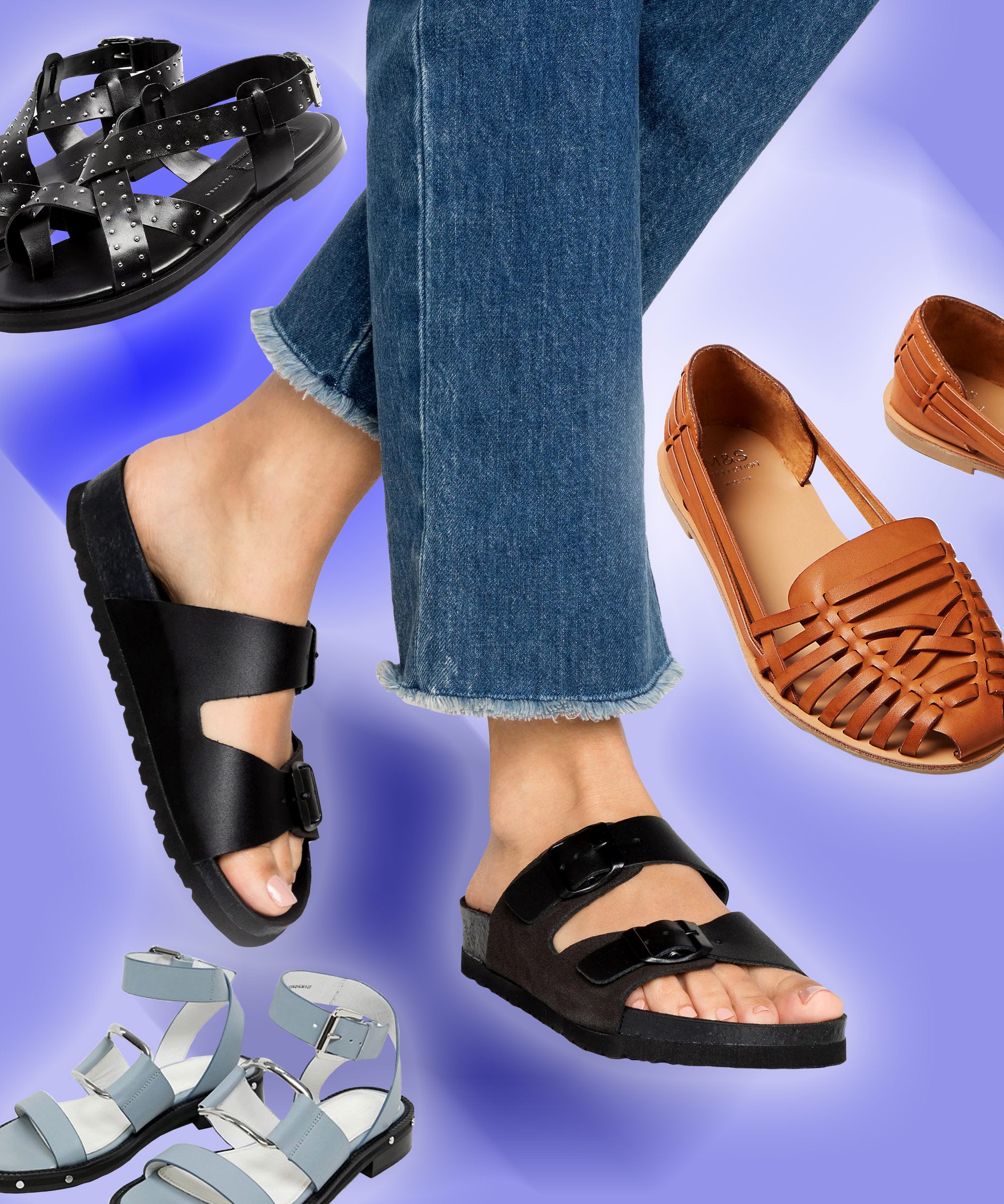 blue sandals wide fit