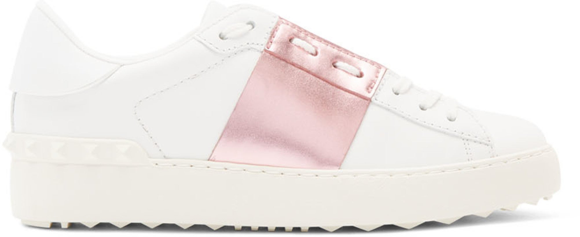 Valentino + White & Pink Valentino Garavani Open Sneakers
