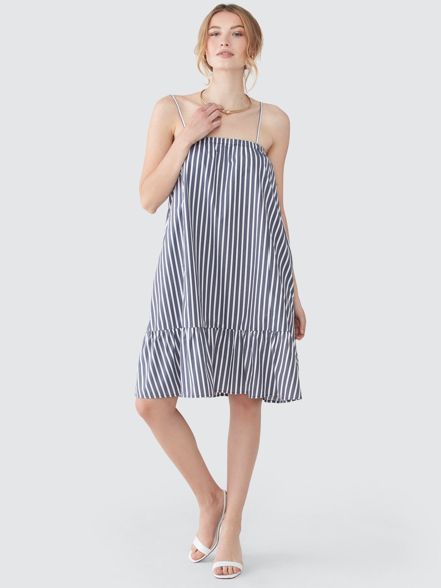ATM Anthony Thomas Melillo Cotton Poplin Stripe Tent Dress