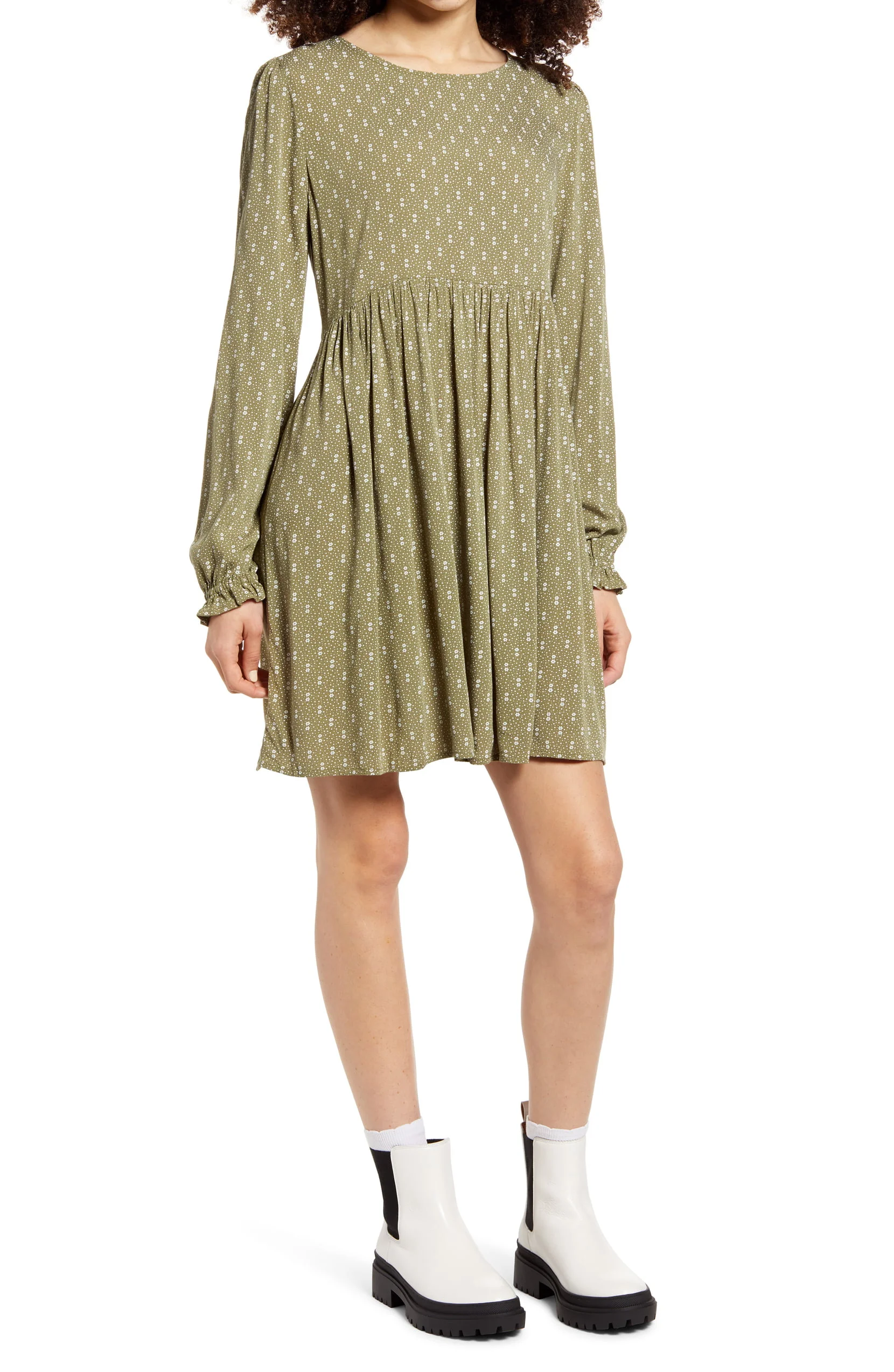BP. + Print Long Sleeve Dress