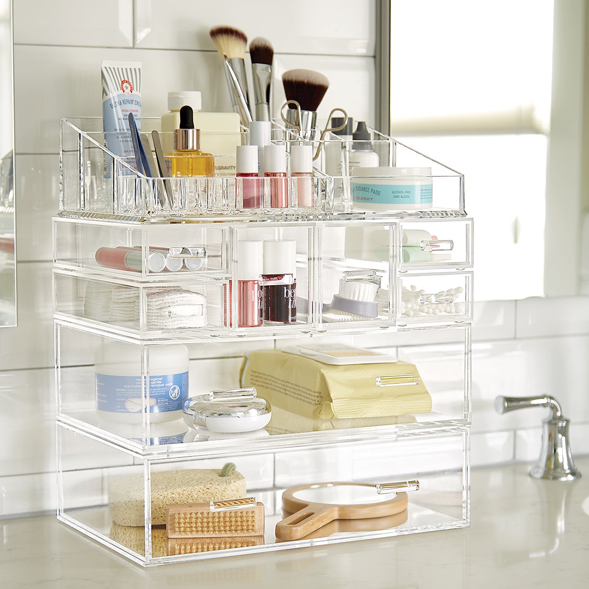 På jorden Kæledyr lunge The Container Store + Large Luxe Acrylic Makeup Organizer Clear