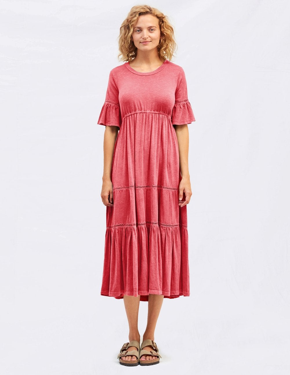 Sundry Tiered Dress With Ladder Lace