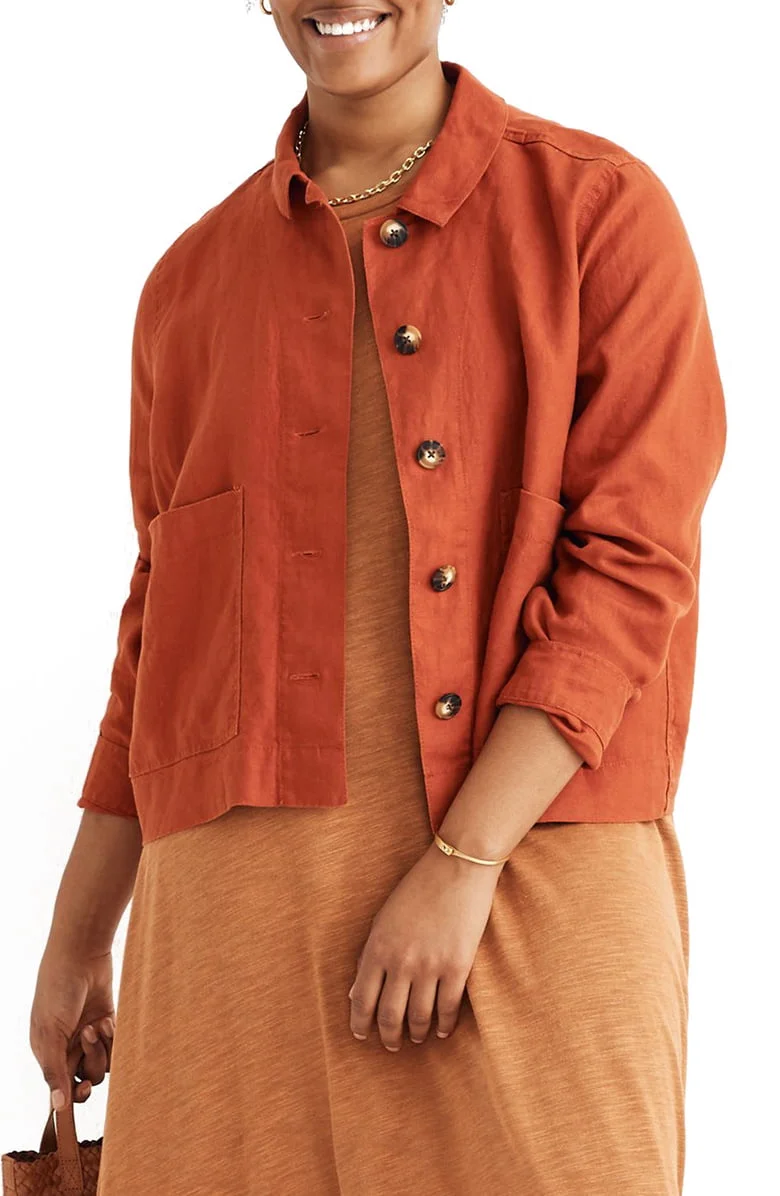 Madewell + Linen Connor Cropped Chore Jacket Madewell + Linen Connor Cropped Chore Jacket