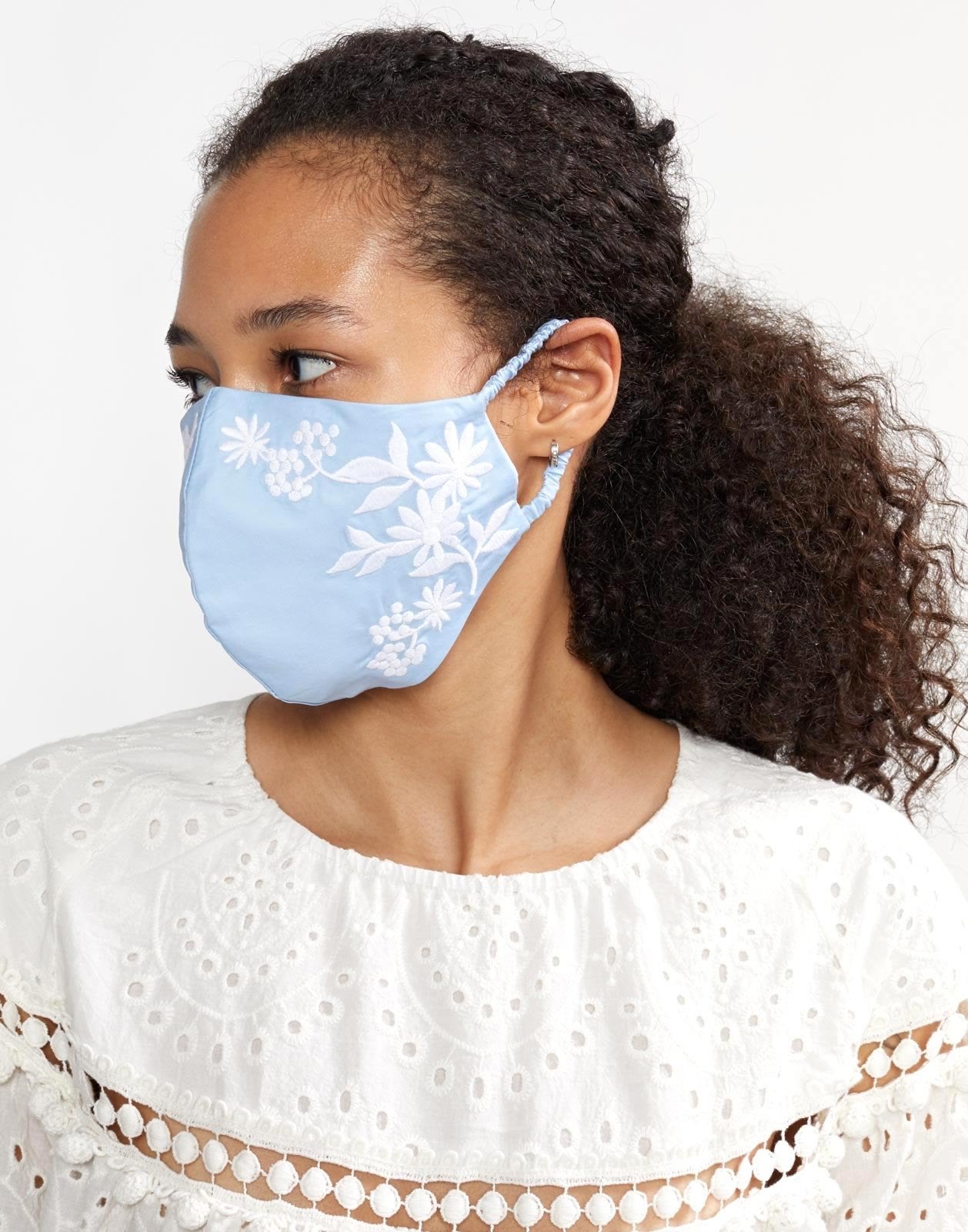 Cynthia Rowley + Embroidered Cotton Mask