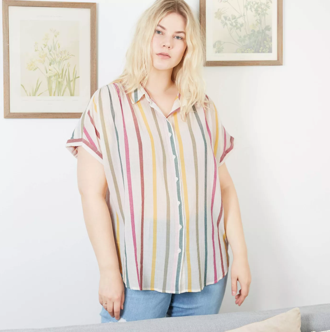 Ava Viv Women s Plus Size Striped Short Sleeve